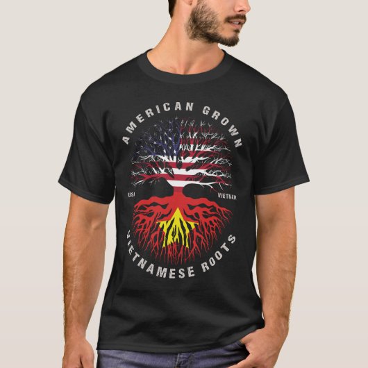 American Grown Vietnamesisch Roots Vietnam Flag T-Shirt (Vorderseite)