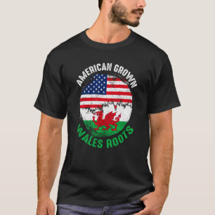 American Grown Wales Roots Vintag Flags W T-Shirt
