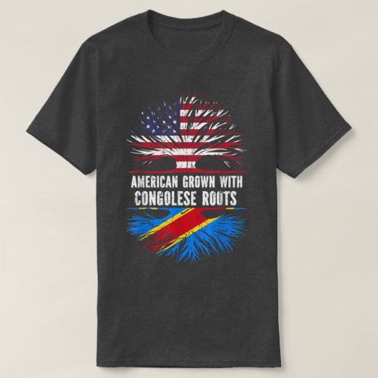 American Grown with Congolese Roots USA Flag Congo T-Shirt (Design vorne)