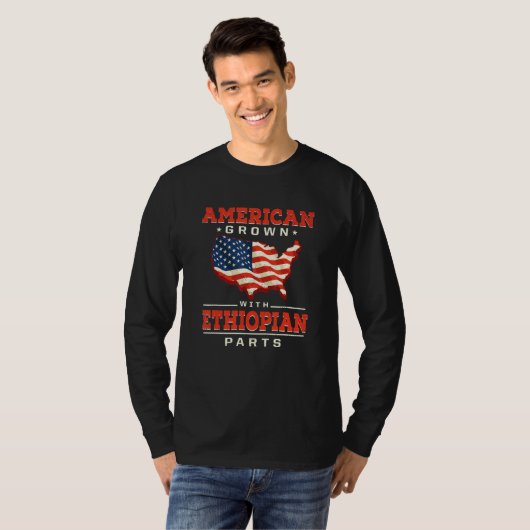 American Grown with Ethiopian Parts Patriotic Ethi T-Shirt (Vorne ganz)