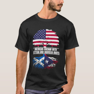 American Grown with Flag Heritage Scottish Boricua T-Shirt