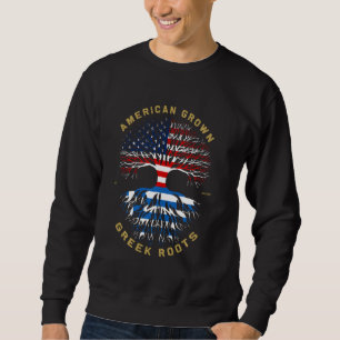 American Grown with Greek Roots Tree USA Flag Uniq Sweatshirt