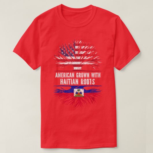 American Grown with Haitian Roots USA Flag Haiti T-Shirt (Design vorne)