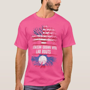 American Grown with Laotian Roots USA Flag Laos T-Shirt