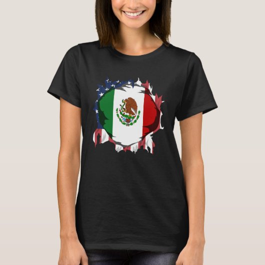 American Grown with Mexican Roots Flag T-Shirt (Vorderseite)