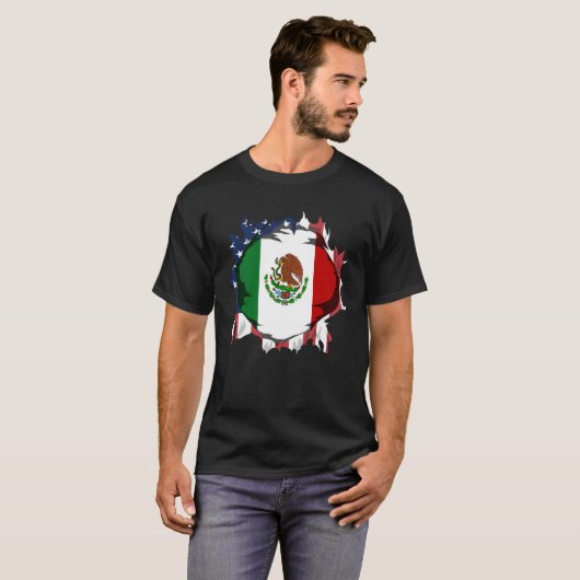 American Grown with Mexican Roots Flag T-Shirt (Vorne ganz)