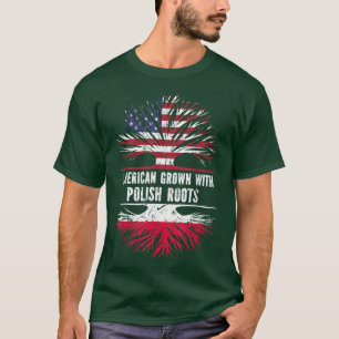 American Grown with Polish Roots USA Flag Polen T-Shirt