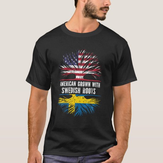 American Grown with Swedish Roots USA Flag Schwede T-Shirt (Vorderseite)