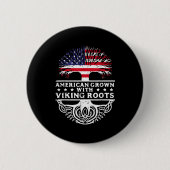 American Grown With Viking Roots Us Flag Tree Men  Button (Vorderseite)