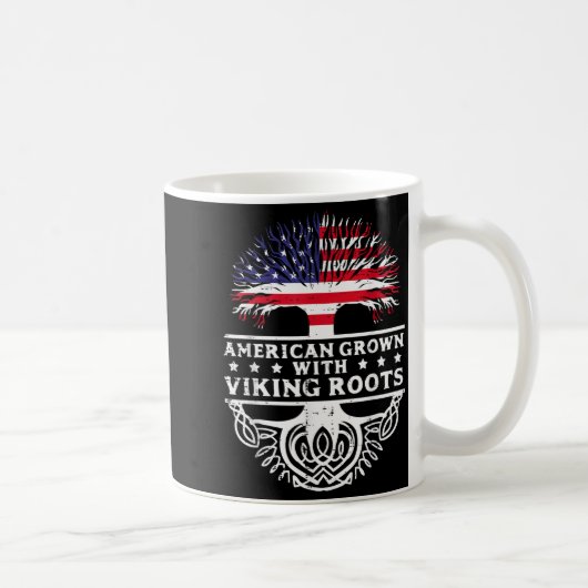 American Grown With Viking Roots Us Flag Tree Men Kaffeetasse (Rechts)