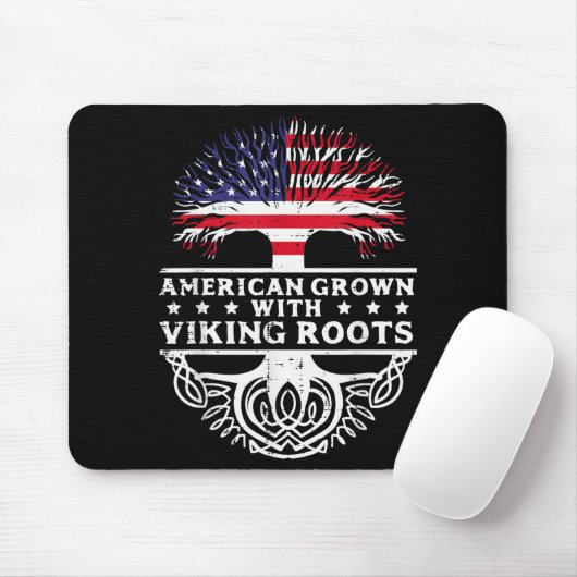 American Grown With Viking Roots Us Flag Tree Men Mousepad (Mit Mouse)