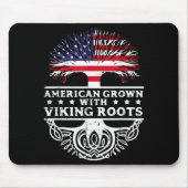 American Grown With Viking Roots Us Flag Tree Men Mousepad (Vorne)