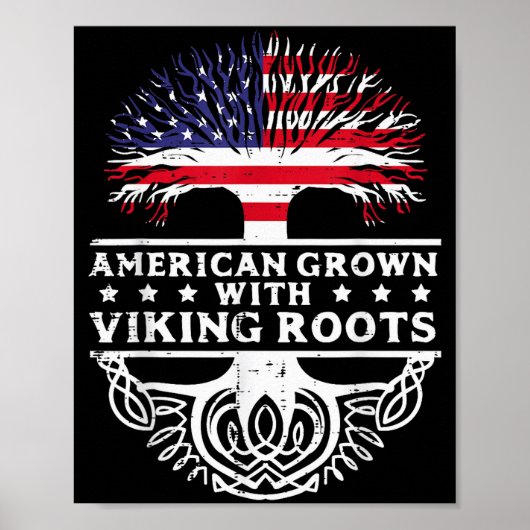 American Grown With Viking Roots Us Flag Tree Men Poster (Vorne)