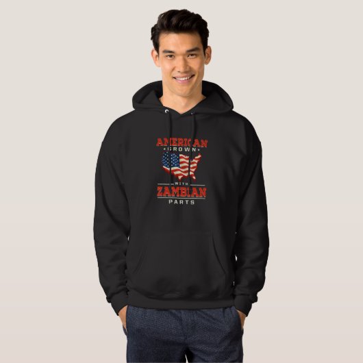 American Grown with Zambian Parts Patriotic Zambia Hoodie (Vorne ganz)