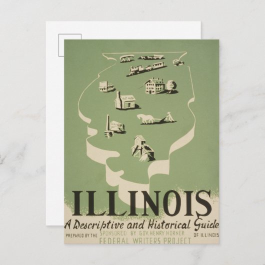 American Guide Series Volume on Illinois. Postkarte (Vorne/Hinten)