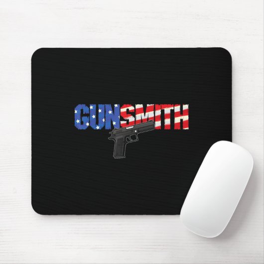 American Gunsmith Patriot Usa Flag Retro Style Gun Mousepad (Mit Mouse)