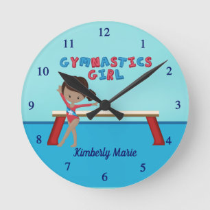 American Gymnastics Girl Custom Gymnast Runde Wanduhr