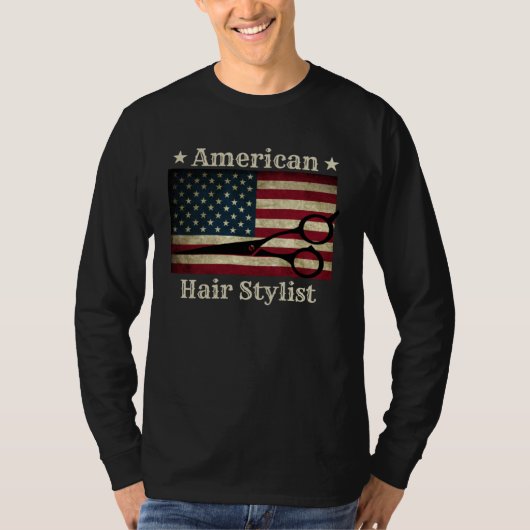 American Hair Stylist  Shears Tools American Flag  T-Shirt (Vorderseite)