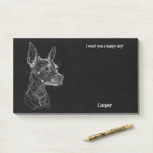 American Hairless Terrier Abstrakt Art Dog Name Post-it Klebezettel