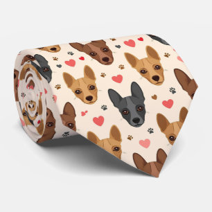 American Hairless Terrier Valentine-Hearts-Muster Krawatte