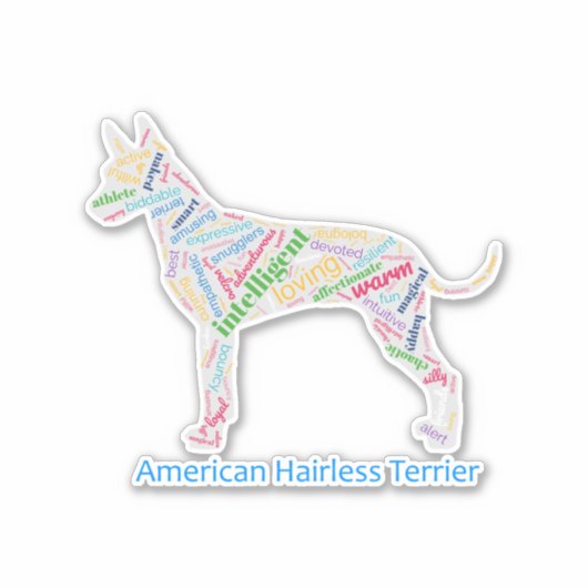 American Hairless Terrier Word Cloud Vinyl Sticker (Vorderseite)