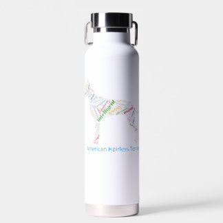 American Hairless Terrier Word Cloud Water Flasche