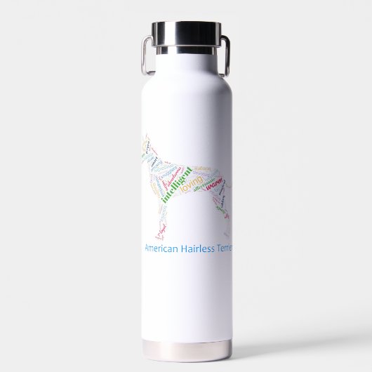 American Hairless Terrier Word Cloud Water Flasche (Vorne)