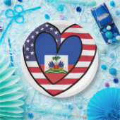 American Haitian Flag Inner Heart USA Haiti Pappteller (Party)