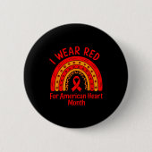 American Heart Disease Awareness Month Ribbon Red  Button (Vorderseite)