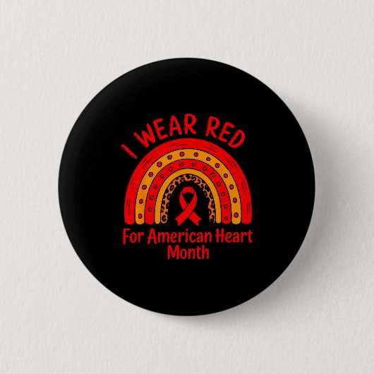 American Heart Disease Awareness Month Ribbon Red  Button (Vorderseite)