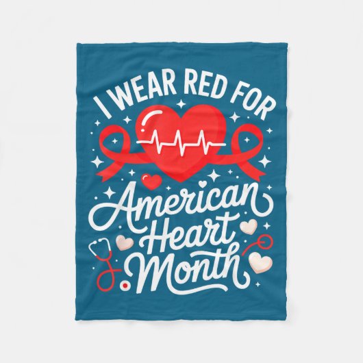 American Heart Disease Awareness Month Ribbon Red Fleecedecke (Vorderseite)