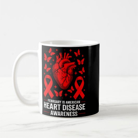 American Heart Disease Awareness Month Ribbon Red  Kaffeetasse (Links)