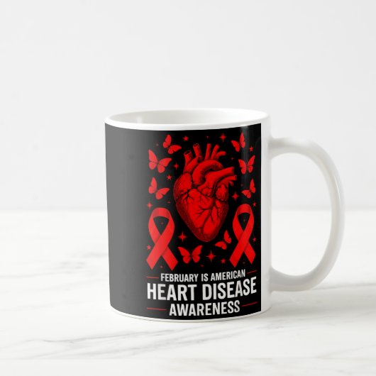 American Heart Disease Awareness Month Ribbon Red Kaffeetasse (Rechts)