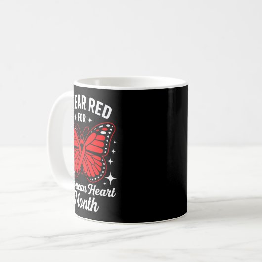 American Heart Disease Awareness Month Ribbon Red  Kaffeetasse (Vorderseite Links)