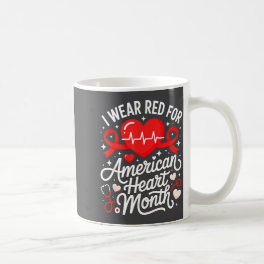American Heart Disease Awareness Month Ribbon Red  Kaffeetasse (Rechts)