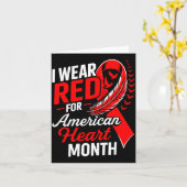 American Heart Disease Awareness Month Ribbon Red  Karte (Gelbe Blume)