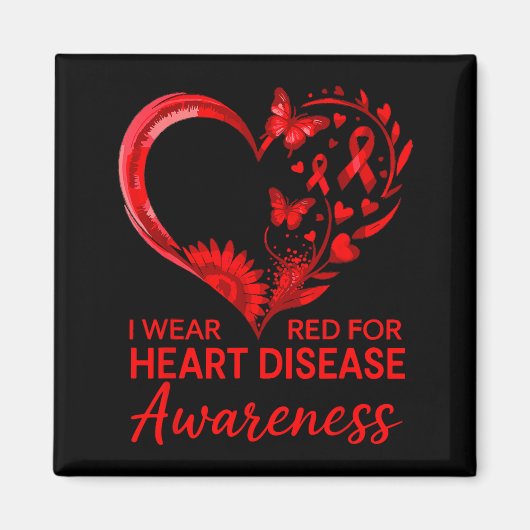 American Heart Disease Awareness Month Ribbon Red Magnet (Vorne)