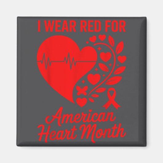 American Heart Disease Awareness Month Ribbon Red Magnet (Vorne)