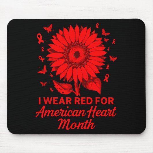 American Heart Disease Awareness Month Ribbon Red  Mousepad (Vorne)