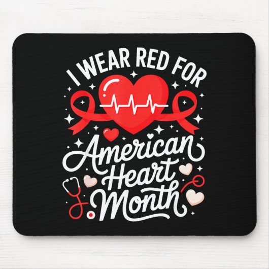 American Heart Disease Awareness Month Ribbon Red Mousepad (Vorne)