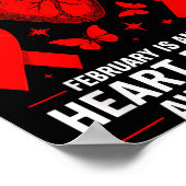 American Heart Disease Awareness Month Ribbon Red Poster (Ecke)