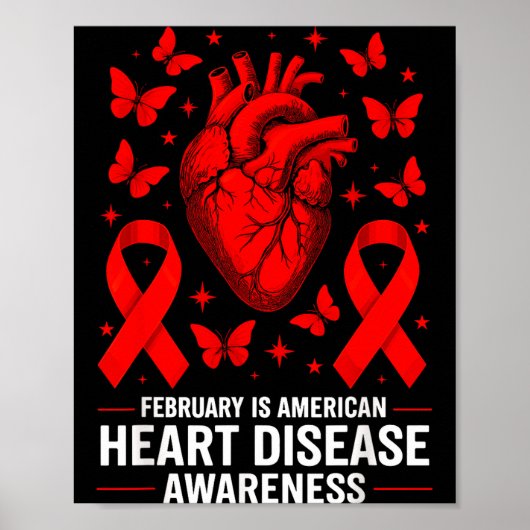 American Heart Disease Awareness Month Ribbon Red Poster (Vorne)