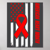 American Heart Disease Awareness Month Ribbon Red  Poster (Vorne)