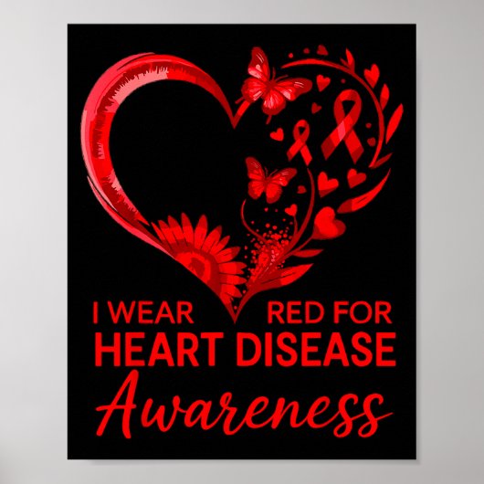 American Heart Disease Awareness Month Ribbon Red  Poster (Vorne)