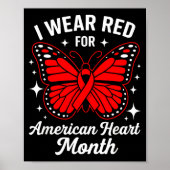 American Heart Disease Awareness Month Ribbon Red  Poster (Vorne)