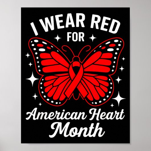 American Heart Disease Awareness Month Ribbon Red  Poster (Vorne)