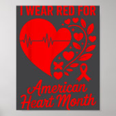 American Heart Disease Awareness Month Ribbon Red  Poster (Vorne)