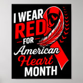 American Heart Disease Awareness Month Ribbon Red  Poster (Vorne)