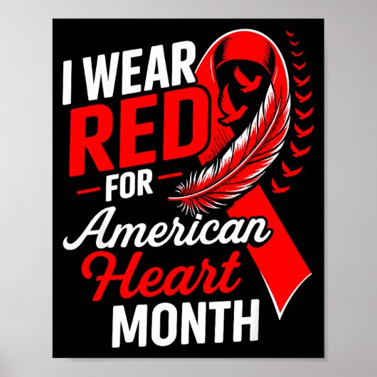 American Heart Disease Awareness Month Ribbon Red  Poster (Vorne)