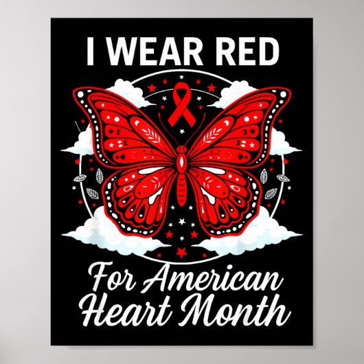 American Heart Disease Awareness Month Ribbon Red  Poster (Vorne)